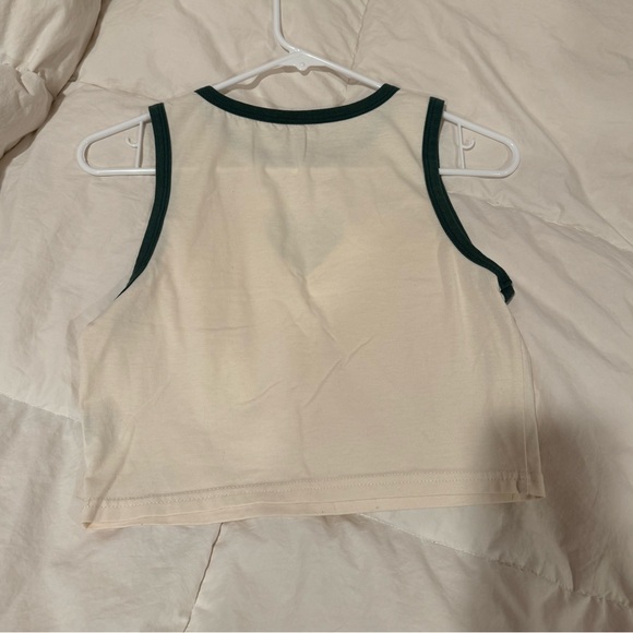 Cream tank top with green linings - Picture 5 of 7